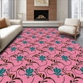 thumbnail image 1 of ODIKA 2x3 Machine Washable Non-Slip Area Rug, Classic Ornamental Featuring Repeating Vine and Floral High Traffic Rug with Pad, Pink, 552437, 1 of 8