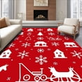 thumbnail image 1 of ODIKA 2'x3' Machine Washable Non-Slip Area Rug, Classic Winter Village Scene with Sleigh and Evergreen High Traffic Rug, Red, 739402, 1 of 7