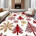 thumbnail image 1 of ODIKA 2'x3' Machine Washable Non-Slip Area Rug, Classic Yuletide Snowflake Array with Stylized Evergreen High Traffic Rug, Red, 611422, 1 of 7
