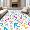 thumbnail image 1 of ODIKA 2'x3' Machine Washable Non-Slip Area Rug, Confetti Letters Celebration with Spiraling Alphabet and Bursts High Traffic Rug, Pink, 688586, 1 of 7
