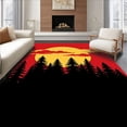 thumbnail image 1 of ODIKA 2'x3' Machine Washable Non-Slip Area Rug, Conifer Grove Dusk DIY Latch Hook Kit with Silhouetted Pines High Traffic Rug with Pad, Red, 744653, 1 of 8