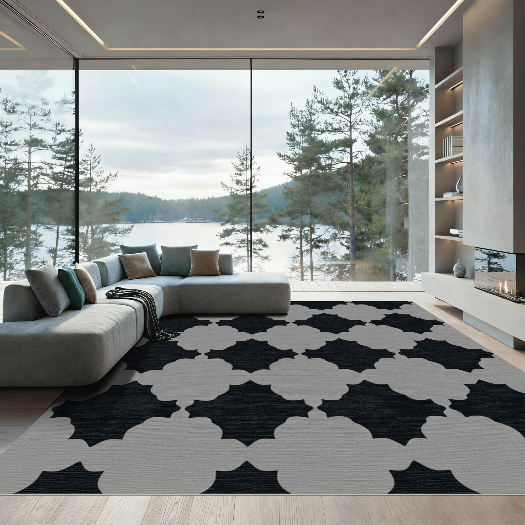 ODIKA 2'x3' Machine Washable Non-Slip Area Rug, Contemporary ...