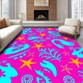 thumbnail image 1 of ODIKA 2'x3' Machine Washable Non-Slip Area Rug, Coral Reef Starfish Seashell Underwater Garden Bath High Traffic Rug with Pad, Pink, 701890, 1 of 8