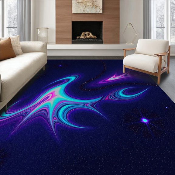 ODIKA 2x3 Machine Washable Non-Slip Area Rug, Cosmic Galaxy Nebula Starry Night Celestial Constellation High Traffic Rug, Purple, 494436