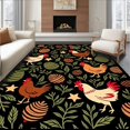 thumbnail image 1 of ODIKA 2'x3' Machine Washable Non-Slip Area Rug, Country Charm Chicken Motif with Festive Pinecones and Details High Traffic Rug, Black, 731819, 1 of 7