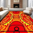thumbnail image 1 of ODIKA 2'x3' Machine Washable Non-Slip Area Rug, Court Hoops Design with Blazing Fire Effects Basketball Theme High Traffic Rug with Pad, Red, 679059, 1 of 8