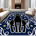thumbnail image 1 of ODIKA 2'x3' Machine Washable Non-Slip Area Rug, Crochet Cushion Project with Moonlit Cat Constellation Theme High Traffic Rug with Pad, Blue, 620198, 1 of 8