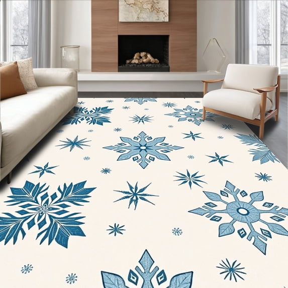 ODIKA 2'x3' Machine Washable Non-Slip Area Rug, Crystal Enchanted Celebration Welcoming Statement High Traffic Rug, Blue, 655819