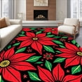 thumbnail image 1 of ODIKA 2'x3' Machine Washable Non-Slip Area Rug, DIY Making Kit Festive Poinsettia Blossom Artwork High Traffic Rug with Pad, Red, 645036, 1 of 8