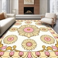 thumbnail image 1 of ODIKA 2'x3' Machine Washable Non-Slip Area Rug, Daisy Art Nouveau Floral Medallion High Traffic Rug with Pad, Pink, 535328, 1 of 8