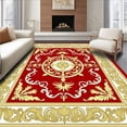 thumbnail image 1 of ODIKA 2'x3' Machine Washable Non-Slip Area Rug, Damask Floral Scroll Design with Ornate Botanical High Traffic Rug with Pad, Red, 526852, 1 of 8