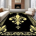 thumbnail image 1 of ODIKA 2'x3' Machine Washable Non-Slip Area Rug, Damask Flourish with Ornamental Scroll and Fleur de Embellishments High Traffic Rug, Black, 462811, 1 of 7