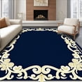 thumbnail image 1 of ODIKA 2'x3' Machine Washable Non-Slip Area Rug, Damask Scroll Work with Flourish Border High Traffic Rug, Blue, 450573, 1 of 7