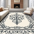 thumbnail image 1 of ODIKA 2'x3' Machine Washable Non-Slip Area Rug, Damask Scrollwork Traditional Ornamental Flourish Design High Traffic Rug, Ivory, 477067, 1 of 7