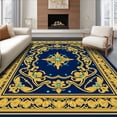 thumbnail image 1 of ODIKA 2'x3' Machine Washable Non-Slip Area Rug, Damask Trellis Jacquard Embellished Artistry High Traffic Rug, Blue, 586127, 1 of 7