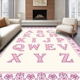 thumbnail image 1 of ODIKA 2'x3' Machine Washable Non-Slip Area Rug, Developmental Vocabulary Instruction Surface With Artful Characters High Traffic Rug, Pink, 692296, 1 of 5