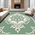 thumbnail image 1 of ODIKA 2'x3' Machine Washable Non-Slip Area Rug, Distressed Damask Design with Elegant Scrollwork Details High Traffic Rug with Pad, Green, 551547, 1 of 8