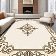 thumbnail image 1 of ODIKA 2'x3' Machine Washable Non-Slip Area Rug, Distressed Damask Motifs with Faded Elegance Styling High Traffic Rug with Pad, Beige, 466276, 1 of 8