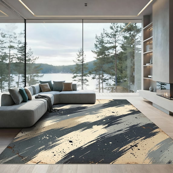 ODIKA 2'x3' Machine Washable Non-Slip Area Rug, Distressed Gray High Traffic Rug, Gray, 935958