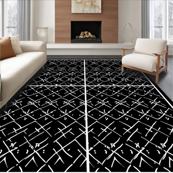 ODIKA 2x3 Machine Washable Non-Slip Area Rug, Dog Paw Washing Station Motif Indoor Entry Floor Covering High Traffic Rug, Black, 470281