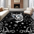 thumbnail image 1 of ODIKA 2'x3' Machine Washable Non-Slip Area Rug, Dreamscape Feline Portrait Surrounded by Whimsical Constellation Motifs High Traffic Rug, Black, 729855, 1 of 7