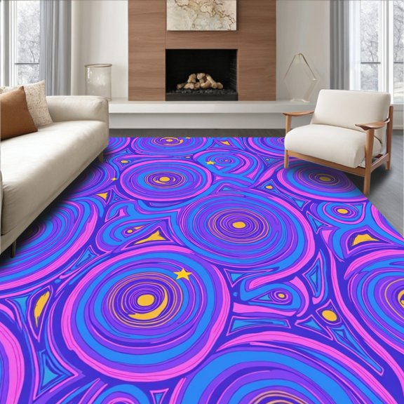 ODIKA 2x3 Machine Washable Non-Slip Area Rug, Dreamy Celestial Galaxy Playmat Whimsical Starry Night Universe High Traffic Rug, Purple, 724322
