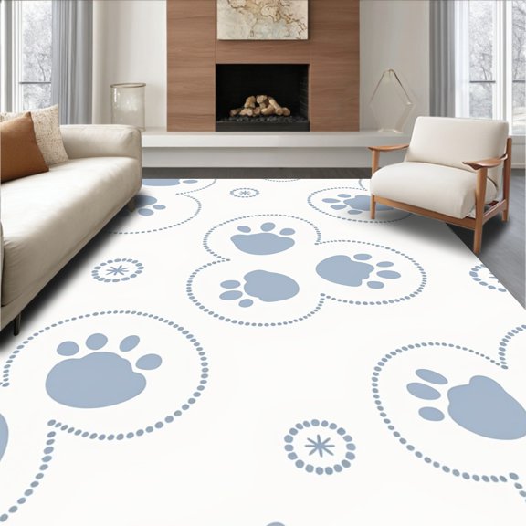 ODIKA 2x3 Machine Washable Non-Slip Area Rug, Dreamy Kitty Paw Print Aesthetic Artistic Cartoon Decoration High Traffic Rug, Gray, 719563