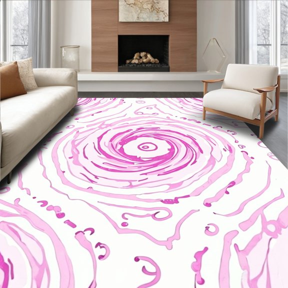 ODIKA 2x3 Machine Washable Non-Slip Area Rug, Dreamy Swirl Vortex Shag Aesthetic Decoration High Traffic Rug, Pink, 569514