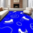 thumbnail image 1 of ODIKA 2'x3' Machine Washable Non-Slip Area Rug, Dynamic Ice Rink With Skates And Puck Motifs High Traffic Rug, Blue, 677423, 1 of 7