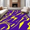 thumbnail image 1 of ODIKA 2'x3' Machine Washable Non-Slip Area Rug, Dynamic Thunderbolt Stripe with Abstract Championship Motif High Traffic Rug, Purple, 671996, 1 of 7