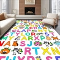 thumbnail image 1 of ODIKA 2'x3' Machine Washable Non-Slip Area Rug, Educational Alphabet Animals Hopscotch Interactive Learning Play High Traffic Rug, Red, 684565, 1 of 7