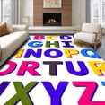 thumbnail image 1 of ODIKA 2'x3' Machine Washable Non-Slip Area Rug, Educational Alphabet Learning Grid With Vibrant Letter Symbols High Traffic Rug, Blue, 698817, 1 of 7