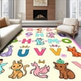 thumbnail image 1 of ODIKA 2'x3' Machine Washable Non-Slip Area Rug, Educational Alphabet Learning Play With Adorable Safari Wildlife High Traffic Rug, Pink, 697649, 1 of 7