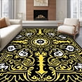 thumbnail image 1 of ODIKA 2'x3' Machine Washable Non-Slip Area Rug, Eerie Skeleton With Floral Skulls and Twisted Vines High Traffic Rug, Black, 703910, 1 of 7