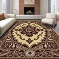 thumbnail image 1 of ODIKA 2'x3' Machine Washable Non-Slip Area Rug, Elegant Floral Medallion Hearth Decoration High Traffic Rug, Brown, 666104, 1 of 7