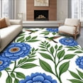 thumbnail image 1 of ODIKA 2'x3' Machine Washable Non-Slip Area Rug, Elegant Hummingbird and Peony Motifs with Ornate Leaf High Traffic Rug, Blue, 477915, 1 of 7