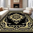 thumbnail image 1 of ODIKA 2'x3' Machine Washable Non-Slip Area Rug, Elegant Interlocking Medallion Swirl Decorative Contemporary Accent High Traffic Rug with Pad, Black, 579474, 1 of 8