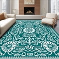 thumbnail image 1 of ODIKA 2'x3' Machine Washable Non-Slip Area Rug, Elegant Paisley Waves with Abstract Floral Embellishments High Traffic Rug, Blue, 708033, 1 of 7