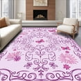 thumbnail image 1 of ODIKA 2'x3' Machine Washable Non-Slip Area Rug, Elegant Spring Motif with Lattice Vine Details High Traffic Rug with Pad, Pink, 631858, 1 of 8