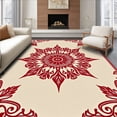 thumbnail image 1 of ODIKA 2'x3' Machine Washable Non-Slip Area Rug, Elegant Sunburst Rosette Classical Artisan High Traffic Rug with Pad, Beige, 663998, 1 of 8