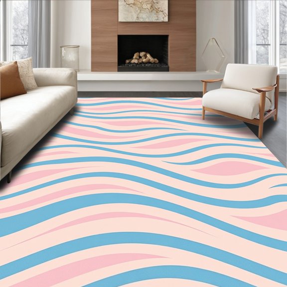 ODIKA 2x3 Machine Washable Non-Slip Area Rug, Elegant Topographic Swirl With Delicate Curved Artistry High Traffic Rug, Blue, 471111