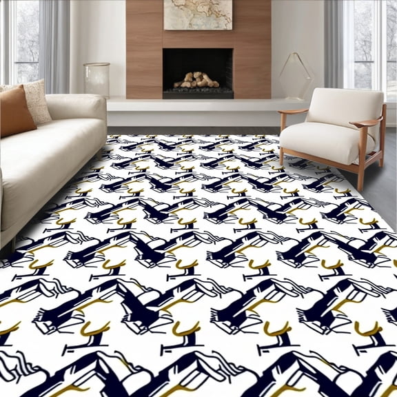 ODIKA 2x3 Machine Washable Non-Slip Area Rug, Elegant Zigzag Herringbone Decorative Rhythmic High Traffic Rug, White, 496092