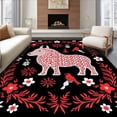 thumbnail image 1 of ODIKA 2'x3' Machine Washable Non-Slip Area Rug, Embroidery Cushion Kit Sweet Highland Beast with Winter Florals High Traffic Rug, Black, 745091, 1 of 7
