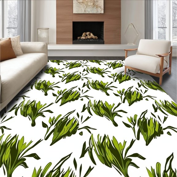 ODIKA 2x3 Machine Washable Non-Slip Area Rug, Emerald Meadow Textured Earth Tones High Traffic Rug, Green, 356289