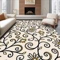 thumbnail image 1 of ODIKA 2'x3' Machine Washable Non-Slip Area Rug, Enchanted Botanical Vine Scrollwork Luxurious Decorative Embellished High Traffic Rug with Pad, Beige, 583256, 1 of 8