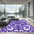 thumbnail image 1 of ODIKA 2'x3' Machine Washable Non-Slip Area Rug, Enchanted Damask High Traffic Rug with Pad, Purple, 931603, 1 of 8