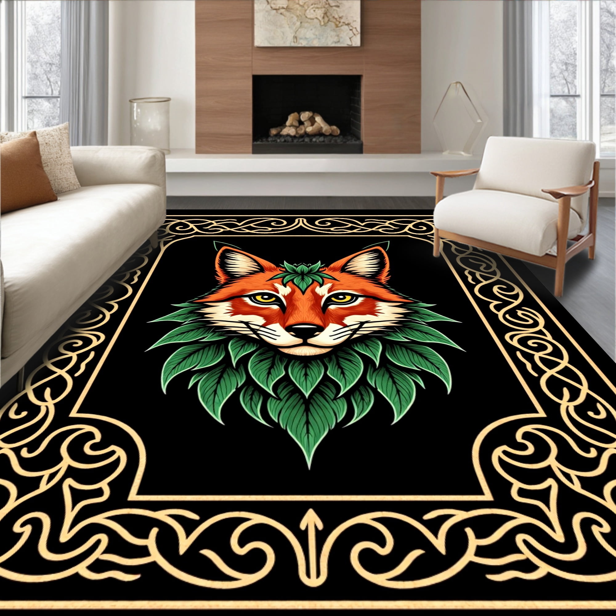 Enchanted Rug ODIKA 2'x3' Machine Washable Non-Slip Area Rug, Enchanted Forest Animal ...