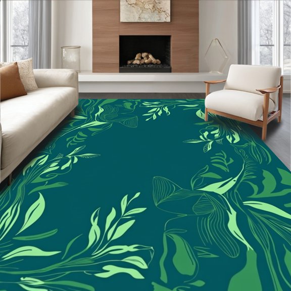 ODIKA 2'x3' Machine Washable Non-Slip Area Rug, Enchanted Forest Pathway With Nature Inspired High Traffic Rug, Green, 352861