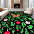 thumbnail image 1 of ODIKA 2'x3' Machine Washable Non-Slip Area Rug, Enchanted Forest Sloth with Holiday Baubles and Stylized Pine Leaves High Traffic Rug, Black, 635027, 1 of 7