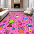 thumbnail image 1 of ODIKA 2'x3' Machine Washable Non-Slip Area Rug, Enchanted Forest Woodland Creatures Mystical Nature Adventure High Traffic Rug, Pink, 489009, 1 of 7